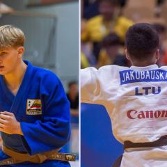 Sidabro laimėtojas Tajus Babaičenko ir bronzos medalininkas Adris Jakubauskas