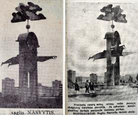 1984 me­tų skulp­tū­ra „Skry­dis“ 1985 me­tais ta­po „Ae­ro­nau­ti­kos is­to­ri­ja“. Nuotr. iš „Ko­mu­nis­ti­nio ry­to­jaus“
